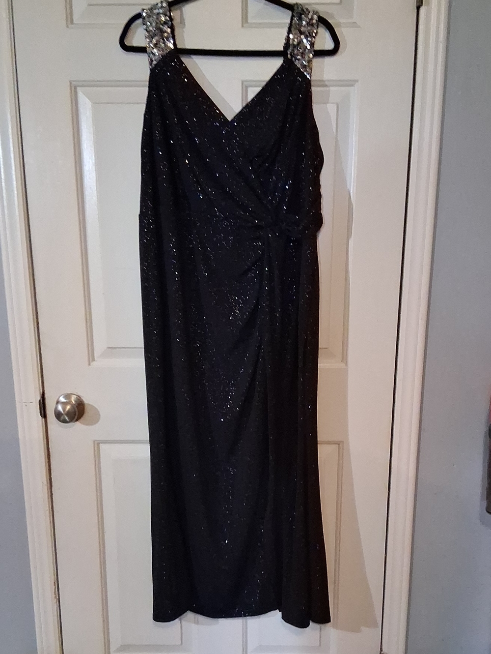 Ever Pretty Black Sparkle Maxi Dress with Beaded Straps